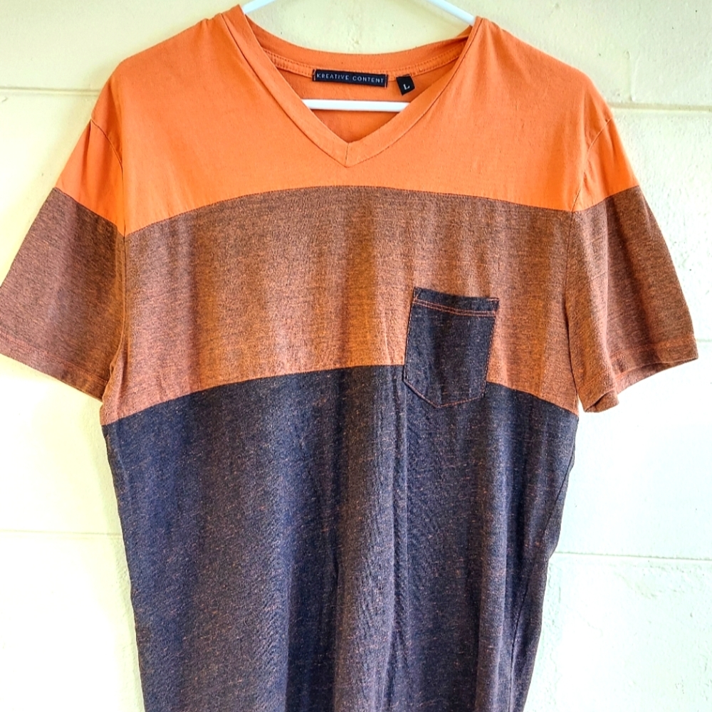 Kreative Concepts 90s Vintage Striped Colorblock Shirt